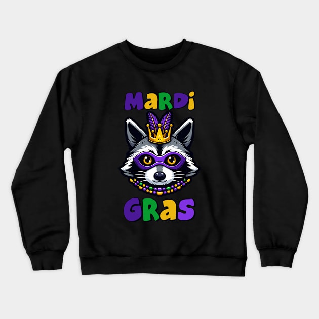 Mardi Gras Raccoon Crewneck Sweatshirt by hippohost